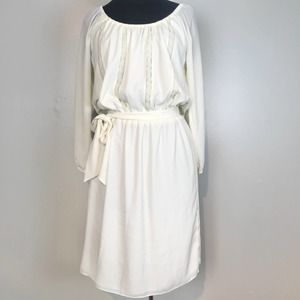 Vicky Tiel Cream Long Sleeve Dress Size Small